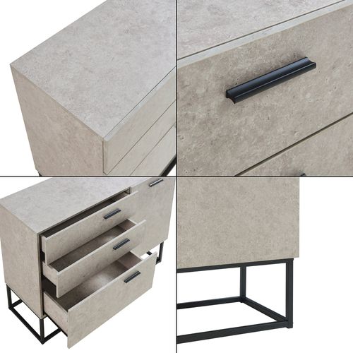 Buffet Commode Meuble De Rangement 75 X 100 X 35 Cm Salon Entré Chambre Effet Béton G