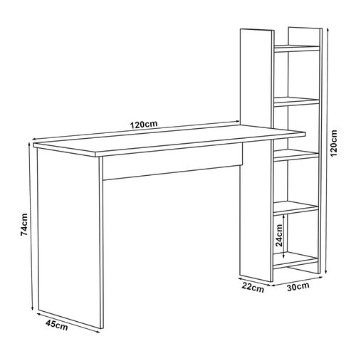 Bureau Table Poste De Travail Avec Étagère 150 X 45 X 120 Cm Effet Bois 03_0009050