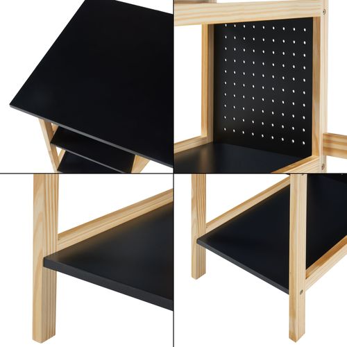 Bureau Table Poste De Travail Avec 2 Étagères 120 X 60 X 75 Cm Noir Effet Bois 03_000