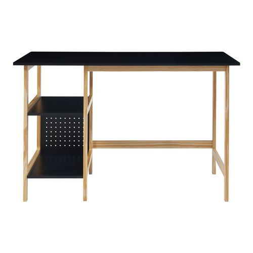 Bureau Table Poste De Travail Avec 2 Étagères 120 X 60 X 75 Cm Noir Effet Bois 03_000