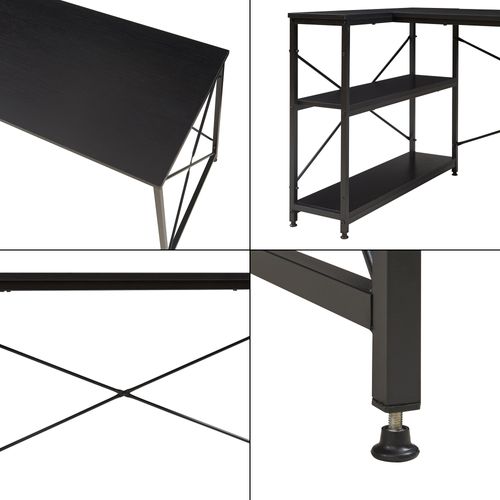 Bureau Table Poste De Travail 137 X 88 X 75 Cm Noir 03_0009065
