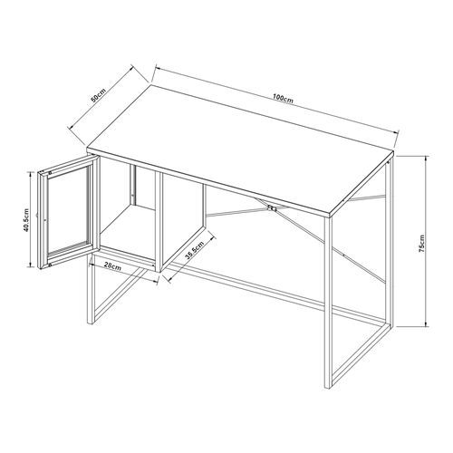 Bureau Table Poste De Travail Acier 75 X 100 X 50 Cm Gris 03_0009068