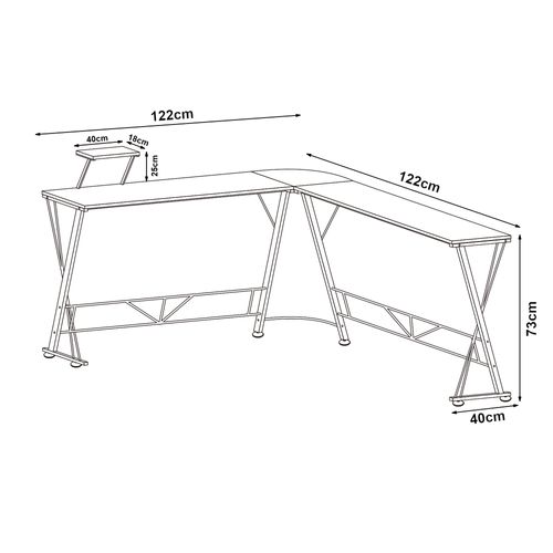 Bureau Table Poste De Travail Avec Plateau Surélevé 122 X 122 X 98 Cm Noir 03_0009073