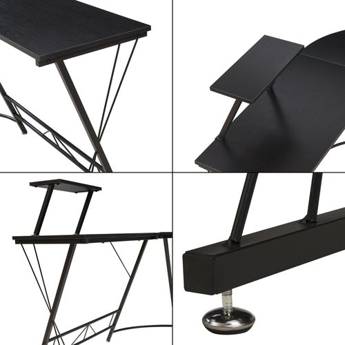 Bureau Table Poste De Travail Avec Plateau Surélevé 122 X 122 X 98 Cm Noir 03_0009073