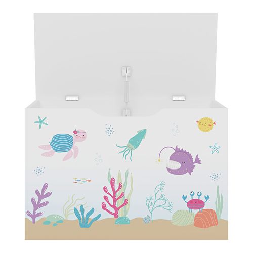 Coffre De Rangement Pour Enfant 40 X 60 X 30 Cm Mdf Blanc 03_0009283