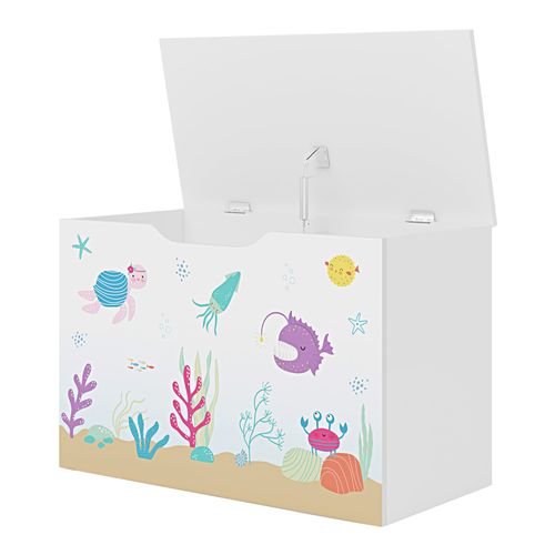 Coffre De Rangement Pour Enfant 40 X 60 X 30 Cm Mdf Blanc 03_0009283