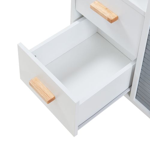 Commode Meuble De Rangement Pratique Entrée Salon Chambre Bambou 66 X 60 X 40 Cm Blanc