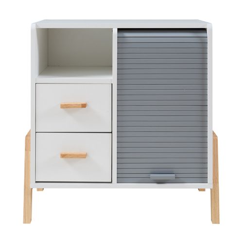 Commode Meuble De Rangement Pratique Entrée Salon Chambre Bambou 66 X 60 X 40 Cm Blanc