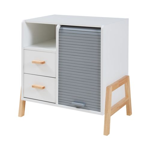 Commode Meuble De Rangement Pratique Entrée Salon Chambre Bambou 66 X 60 X 40 Cm Blanc