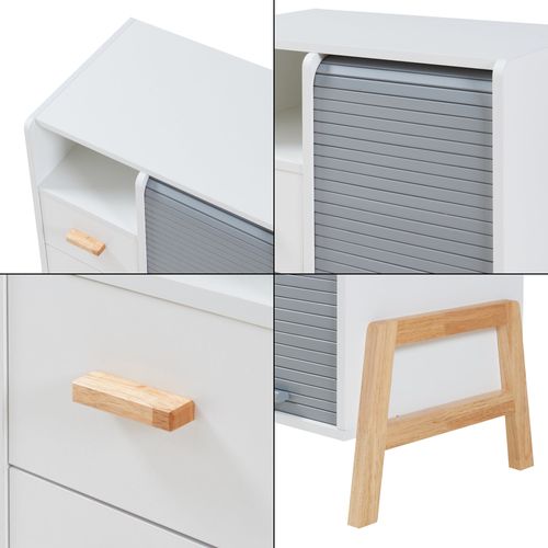 Commode Meuble De Rangement Pratique Entrée Salon Chambre Bambou 66 X 60 X 40 Cm Blanc