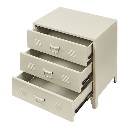 Commode Meuble De Rangement Pratique Entrée Salon Chambre Métallique Avec 3 Tiroirs A