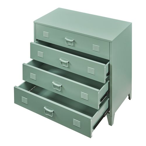 Commode Meuble De Rangement Pratique Entrée Salon Chambre Métallique Avec 4 Tiroirs