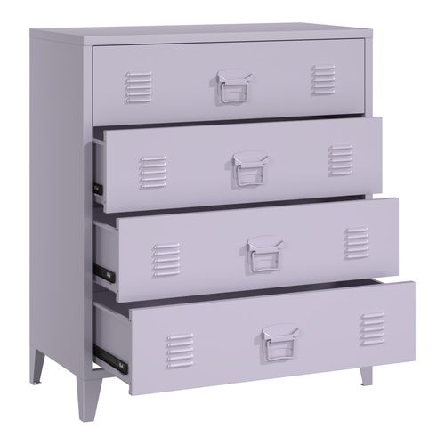 Commode Meuble De Rangement Pratique Entrée Salon Chambre Métallique Avec 4 Tiroirs