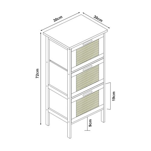 Commode Meuble De Rangement Pratique Entrée Salon Chambre Avec 3 Tiroirs 72 X 30 X 30