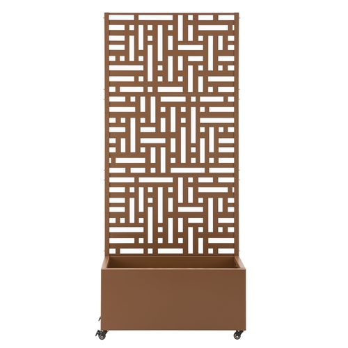 Jardinière Bac à Plante Fleur Brise-vue Acier Galvanisé 190 X 82 X 38 Cm Marron 03_00