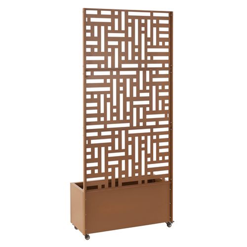 Jardinière Bac à Plante Fleur Brise-vue Acier Galvanisé 190 X 82 X 38 Cm Marron 03_00