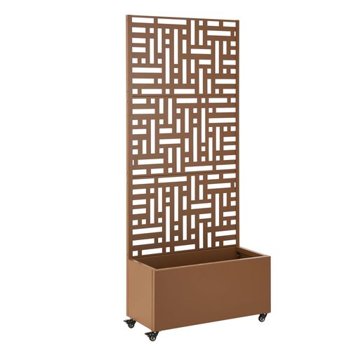 Jardinière Bac à Plante Fleur Brise-vue Acier Galvanisé 190 X 82 X 38 Cm Marron 03_00