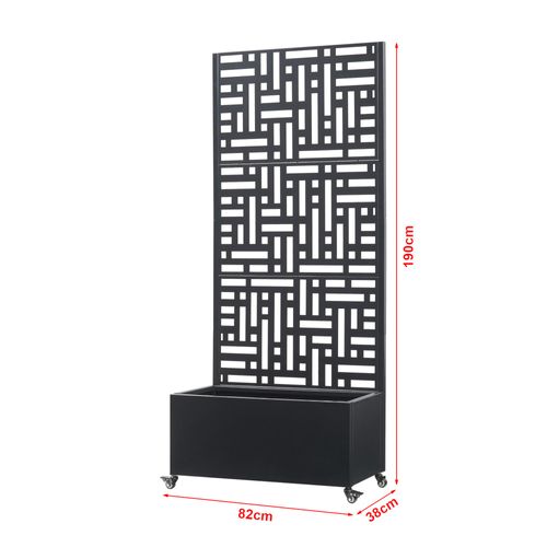 Jardinière Bac à Plante Fleur Brise-vue Acier Galvanisé 190 X 82 X 38 Cm Noir 03_0009