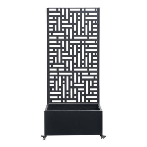 Jardinière Bac à Plante Fleur Brise-vue Acier Galvanisé 190 X 82 X 38 Cm Noir 03_0009