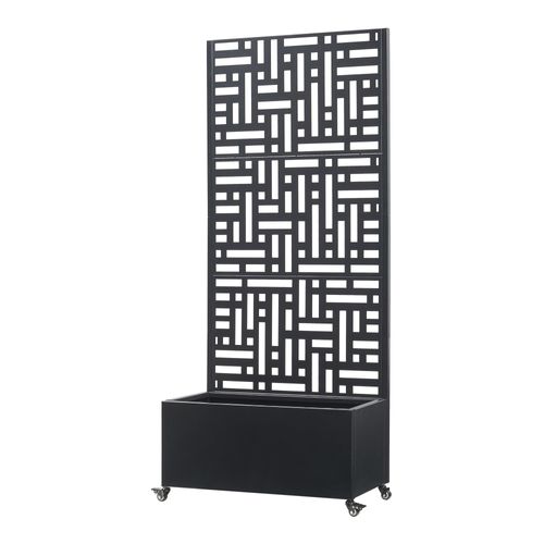 Jardinière Bac à Plante Fleur Brise-vue Acier Galvanisé 190 X 82 X 38 Cm Noir 03_0009