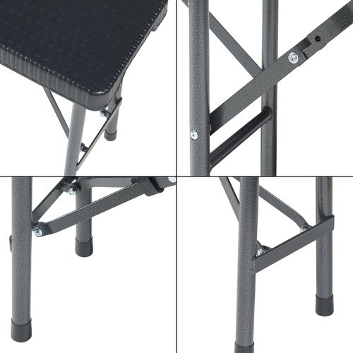 Lot De 2 Bancs De Camping Pliables 180 X 25 X 43 Cm Effet Rotin Noir 03_0009600