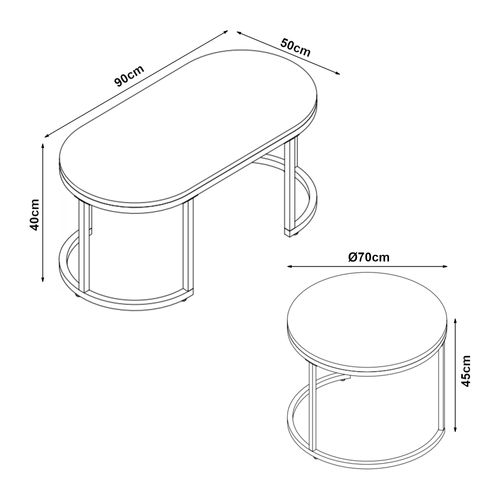 Lot De 2 Tables Basses Gigognes Aspect Marbre Noir 03_0009705