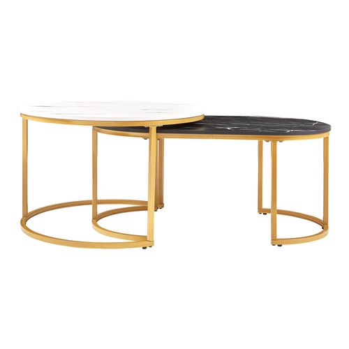 Lot De 2 Tables Basses Gigognes Aspect Marbre Noir 03_0009705