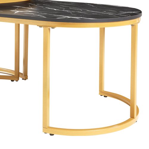 Lot De 2 Tables Basses Gigognes Aspect Marbre Noir 03_0009705