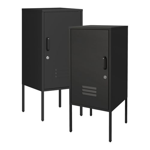 Lot De 2 Tables De Chevet Avec Poignées à Droite Et à Gauche Noir 03_0009721