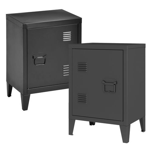 Lot De 2 Tables De Nuit Acier 57 X 40 X 30 Cm Noir 03_0009724