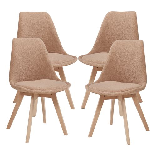 Lot De 4 Chaises De Salle à Manger 82 X 49 X 54 Cm Moderne Design Robuste Bouclé Taup