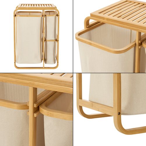Panier à Linge Bambou 71 X 50 X 33 Cm Naturel Beige 03_0010215