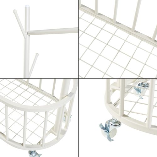 Portant à Roulettes 175 X 60 X 32 Cm Acier Blanc 03_0010282