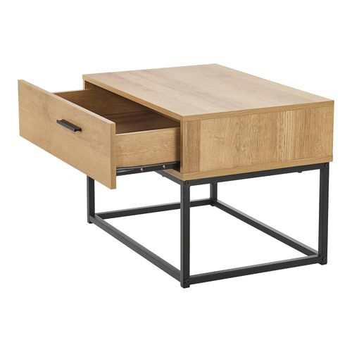 Set De 2 Table De Chevet Métal 39 X 55 X 40 Cm Beige Effet Chêne 03_0010596