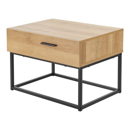 Set De 2 Table De Chevet Métal 39 X 55 X 40 Cm Beige Effet Chêne 03_0010596