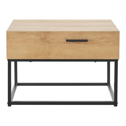 Set De 2 Table De Chevet Métal 39 X 55 X 40 Cm Beige Effet Chêne 03_0010596