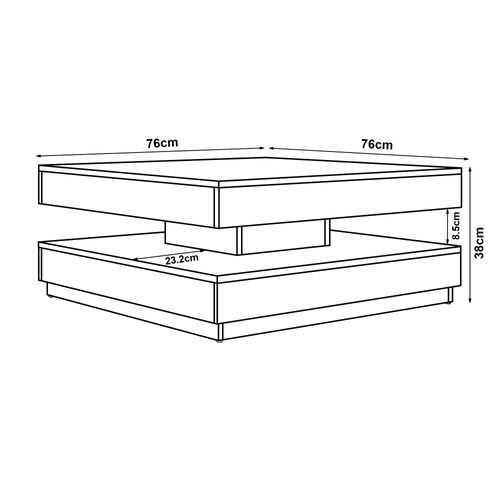Table Basse Console D'appoint 76 X 76 X 38 Cm Effet Marbre Blanc 03_0010792
