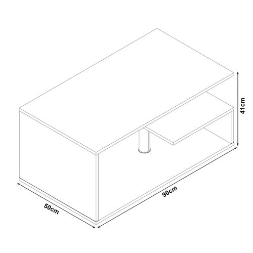 Table Basse Console D'appoint 90 X 50 X 41 Cm Effet Marbre Blanc 03_0010795