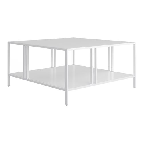 Table Basse Console D'appoint Métal 40 X 80 X 80 Cm Blanc 03_0010814