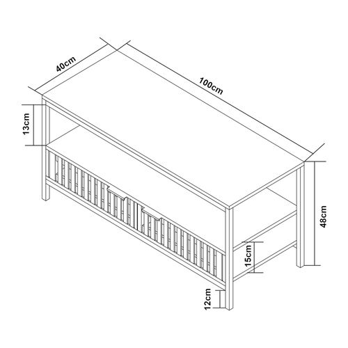 Table Basse Console D'appoint 100 X 40 X 48 Cm Mdf Noir 03_0010819