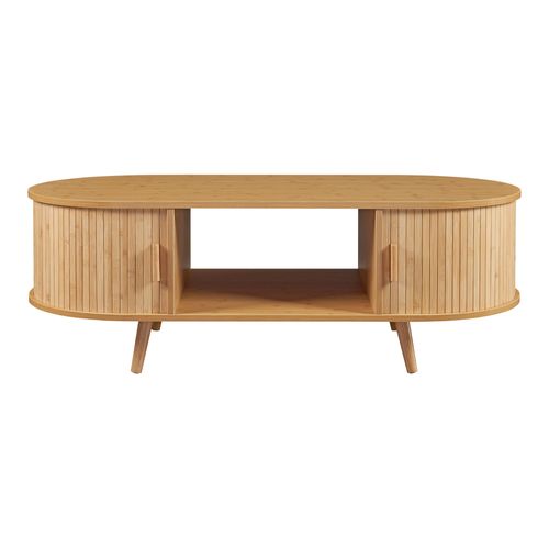 Table Basse Console D'appoint Bambou 120 X 55 X 40 Cm Naturel 03_0010821