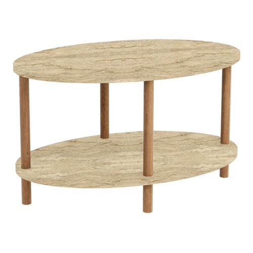 Table Basse Console D'appoint Ovale 43 X 70 X 44 Cm Travertin Naturel 03_0010829
