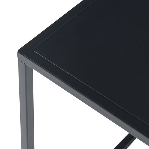 Table Basse Console D'appoint Avec Plateau Carré Acier 60 X 60 X 45 Cm Noir Mat 03_00