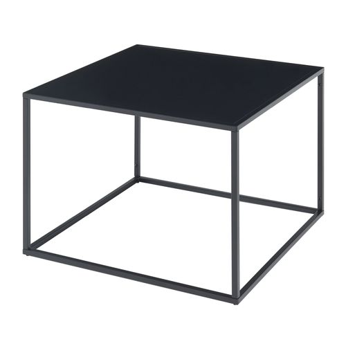 Table Basse Console D'appoint Avec Plateau Carré Acier 60 X 60 X 45 Cm Noir Mat 03_00