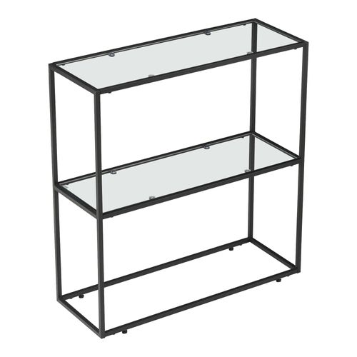Table Console Verre Trempé 85 X 80 X 30 Cm Noir Transparent 03_0010876