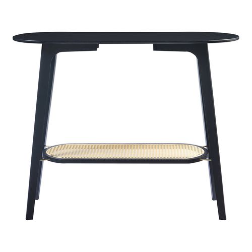 Table Console Bambou 100 X 35 X 80 Cm Noir Effet Rotin 03_0010885