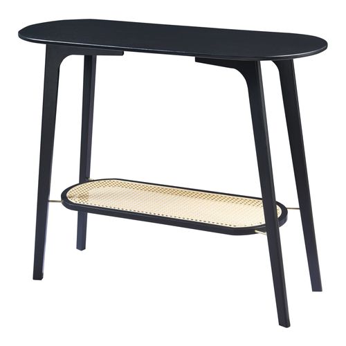 Table Console Bambou 100 X 35 X 80 Cm Noir Effet Rotin 03_0010885