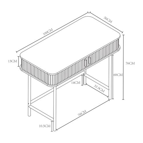 Table Console 100 X 50 X 76 Cm Naturel Noir 03_0010886