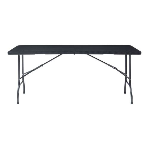 Table De Camping Pliante 180 X 75 X 72 Cm Effet Rotin Noir 03_0011001