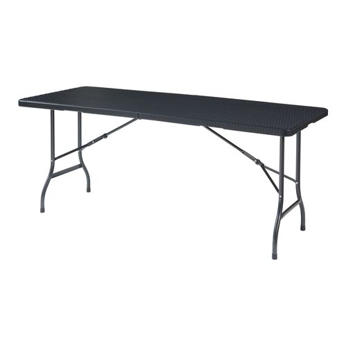 Table De Camping Pliante 180 X 75 X 72 Cm Effet Rotin Noir 03_0011001